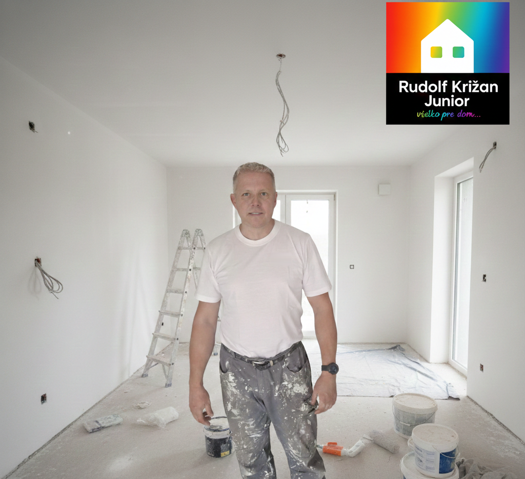 Rudolf Križan Junior - majiteľ firmy pri práci na stavbe
